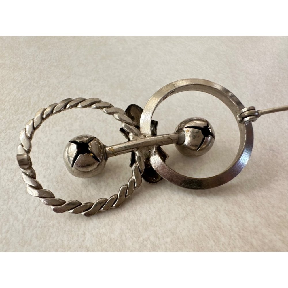 Antique Solid Sterling Silver Double Circle Spher… - image 5